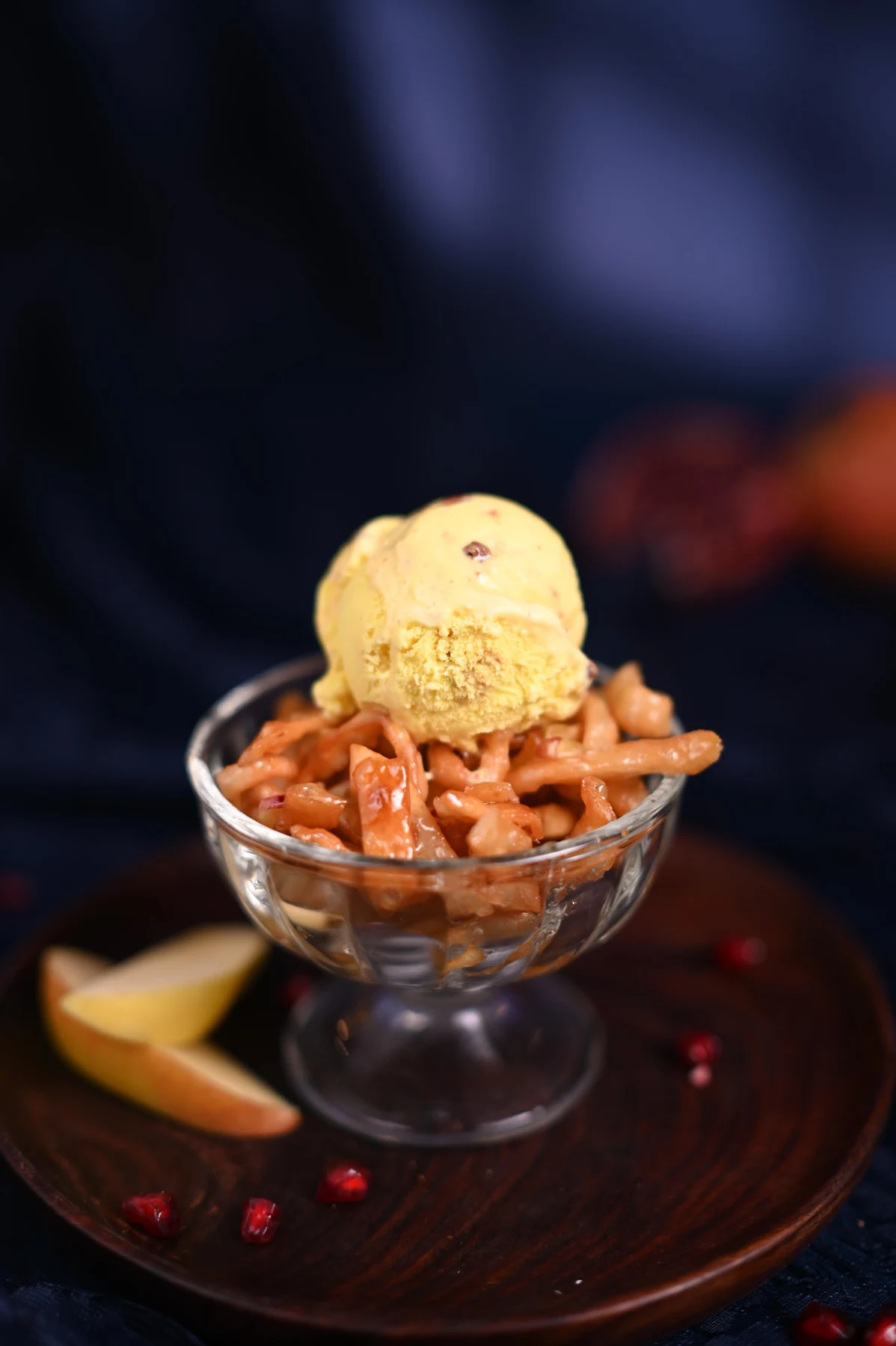 A fruit-and-ice-cream dessert